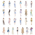50Pcs Cartoon High Street Girl Wearing PET Material Transparent Stickers Water Cup Phone Case Guitar Fashion Decorative Stic