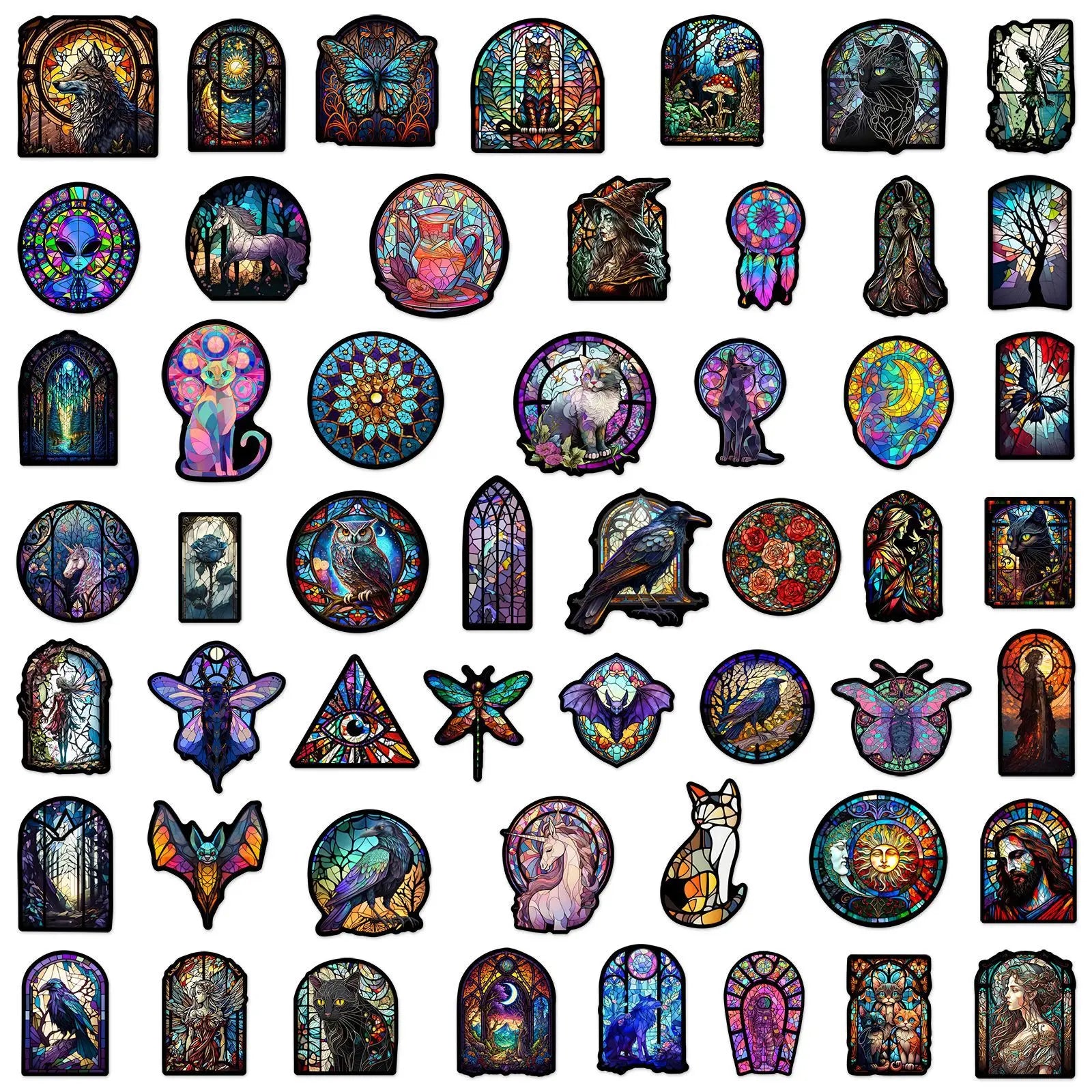 50 Pcs Colorful Glass Style Graffiti Stickers For Suitcases, Skateboards, Helmets, Water cups, Phone Cases Decor Stickers