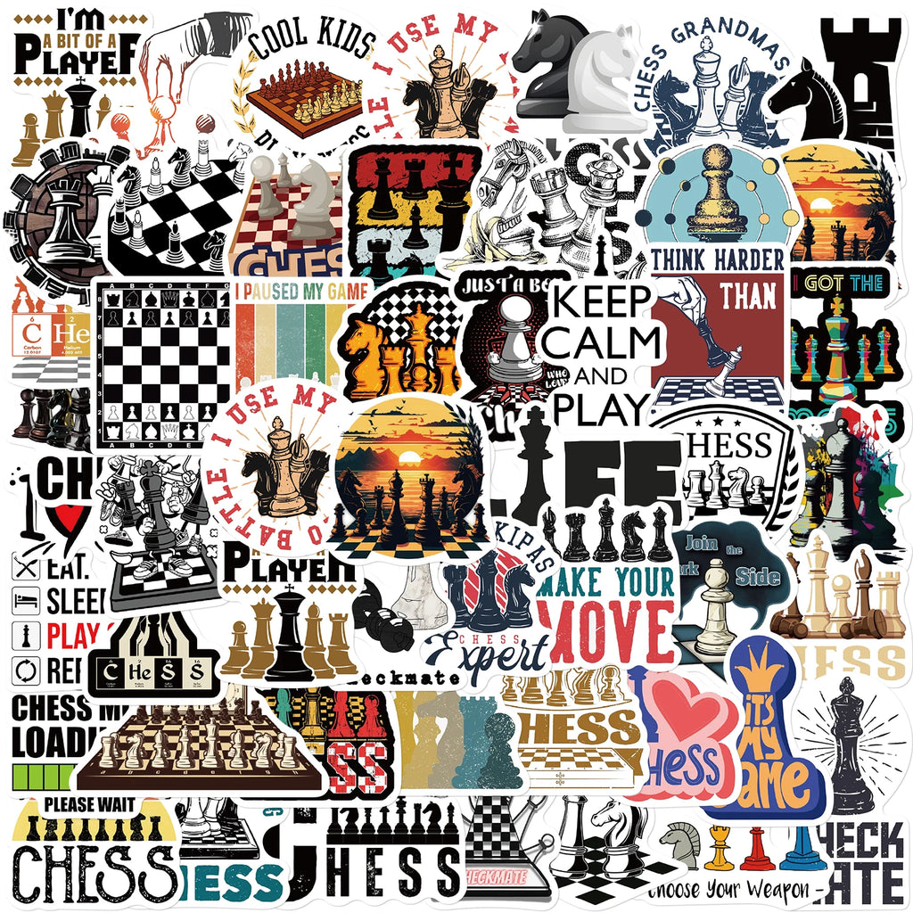 50PCS Chess Game Sticker Classic Motorcycle Graffiti Laptop Phone Car Motorcycle Luggage Skateboard Diary Decal Aesthetic Sticke