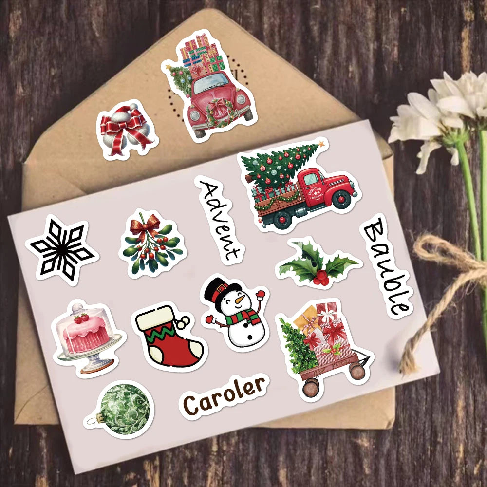 8PCS Cartoon Christmas Festival Gift Creative Decoration DIY Phone Case Luggage Tablet Party Toy Stickers