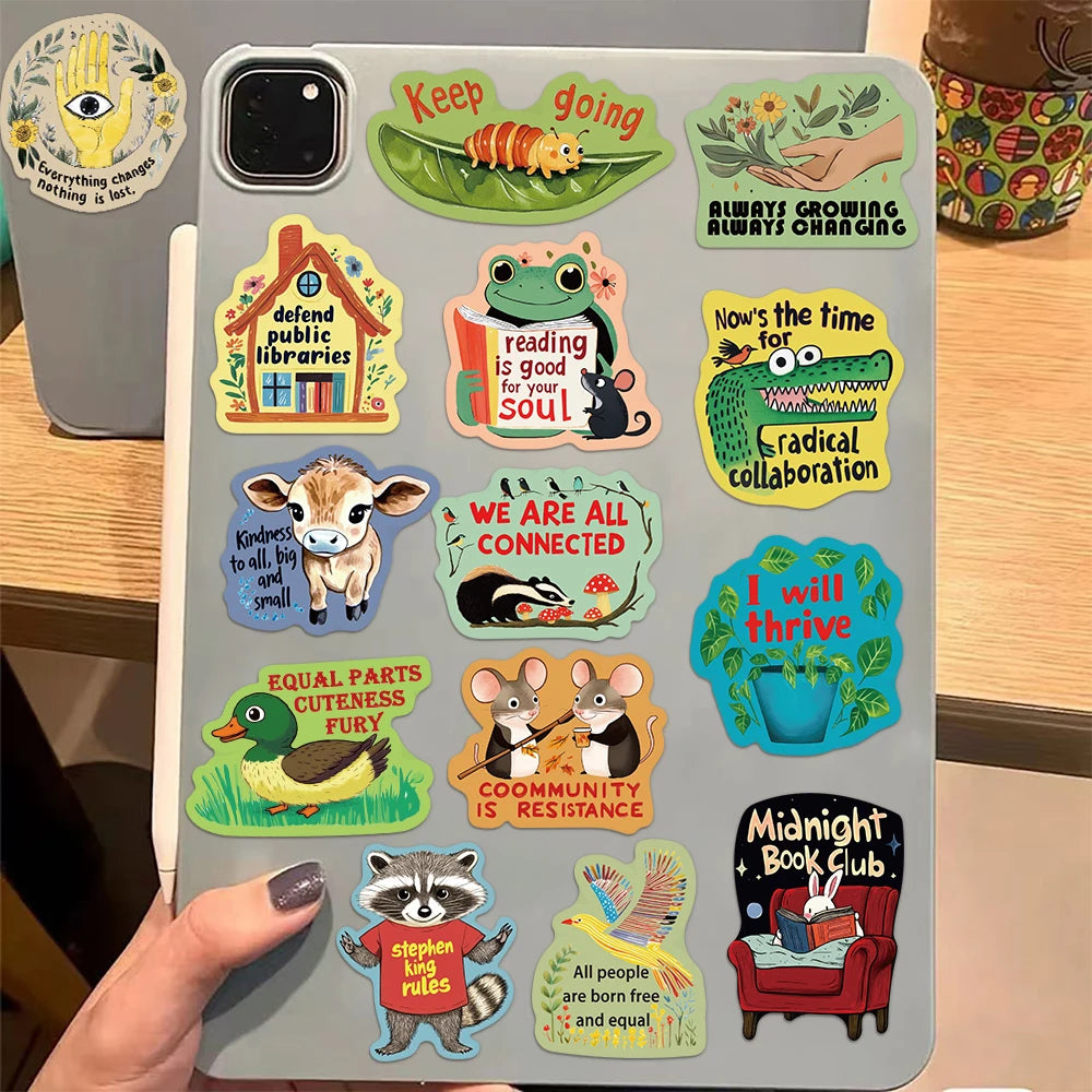 50PCS Inspirational Language Power Cartoon Stickers DIY Scrapbook Phone Case Laptop Tablet Decorative Stickers