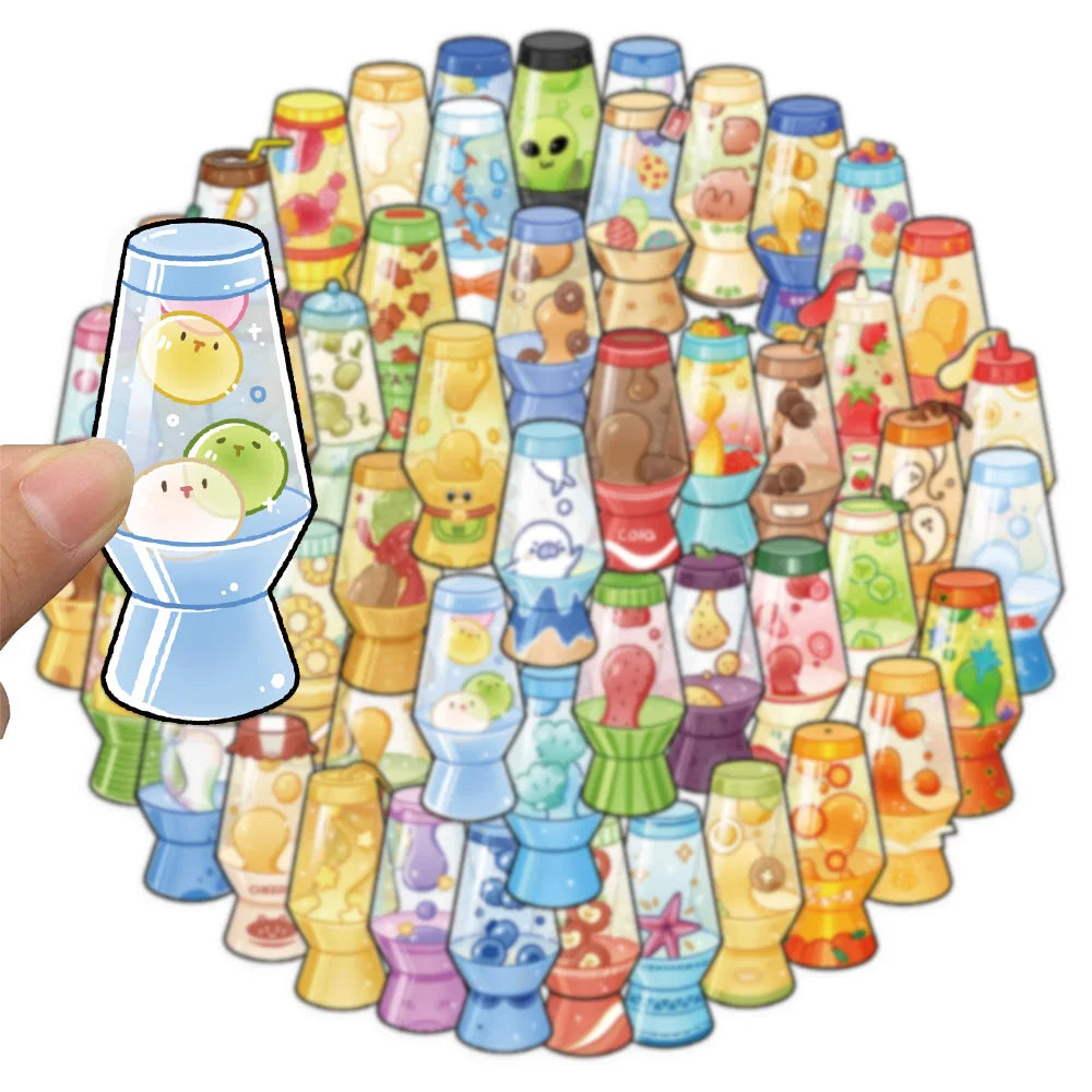 50PCS Lava Lamp Creative Transparent Stickers DIY Scrapbook Phone Case Laptop Tablet Decorative Toy Stickers