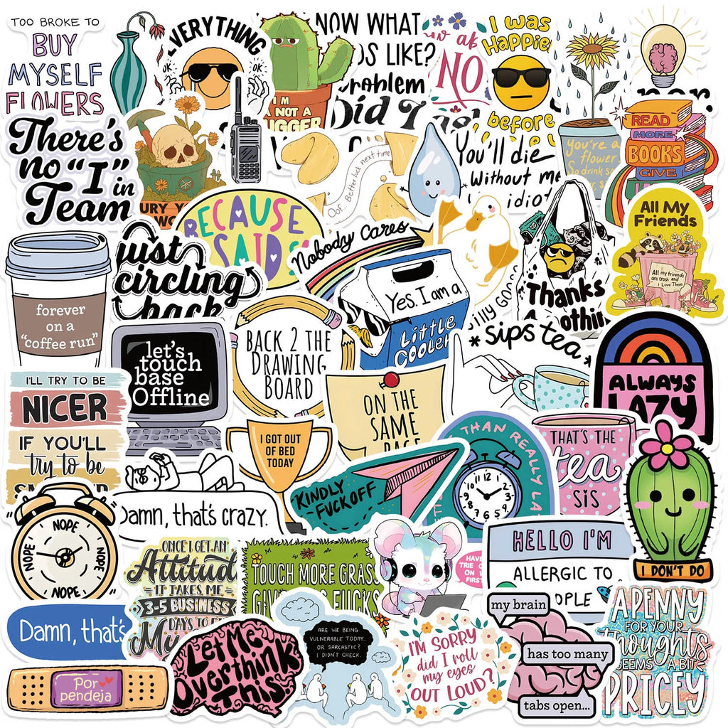 50PCS Cartoon SarCastic Graffiti Stickers Guitar Notebook Luggage DIY Waterproof Stickers