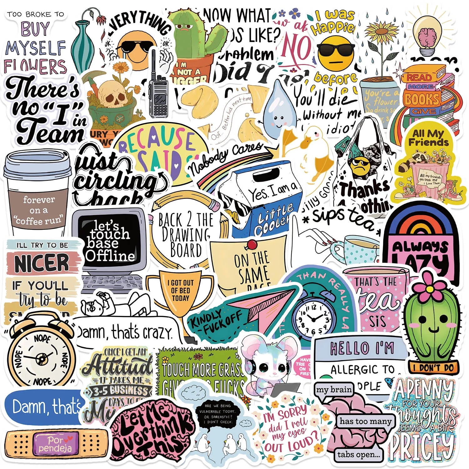 50PCS Cartoon SarCastic Graffiti Stickers Guitar Notebook Luggage DIY Waterproof Stickers