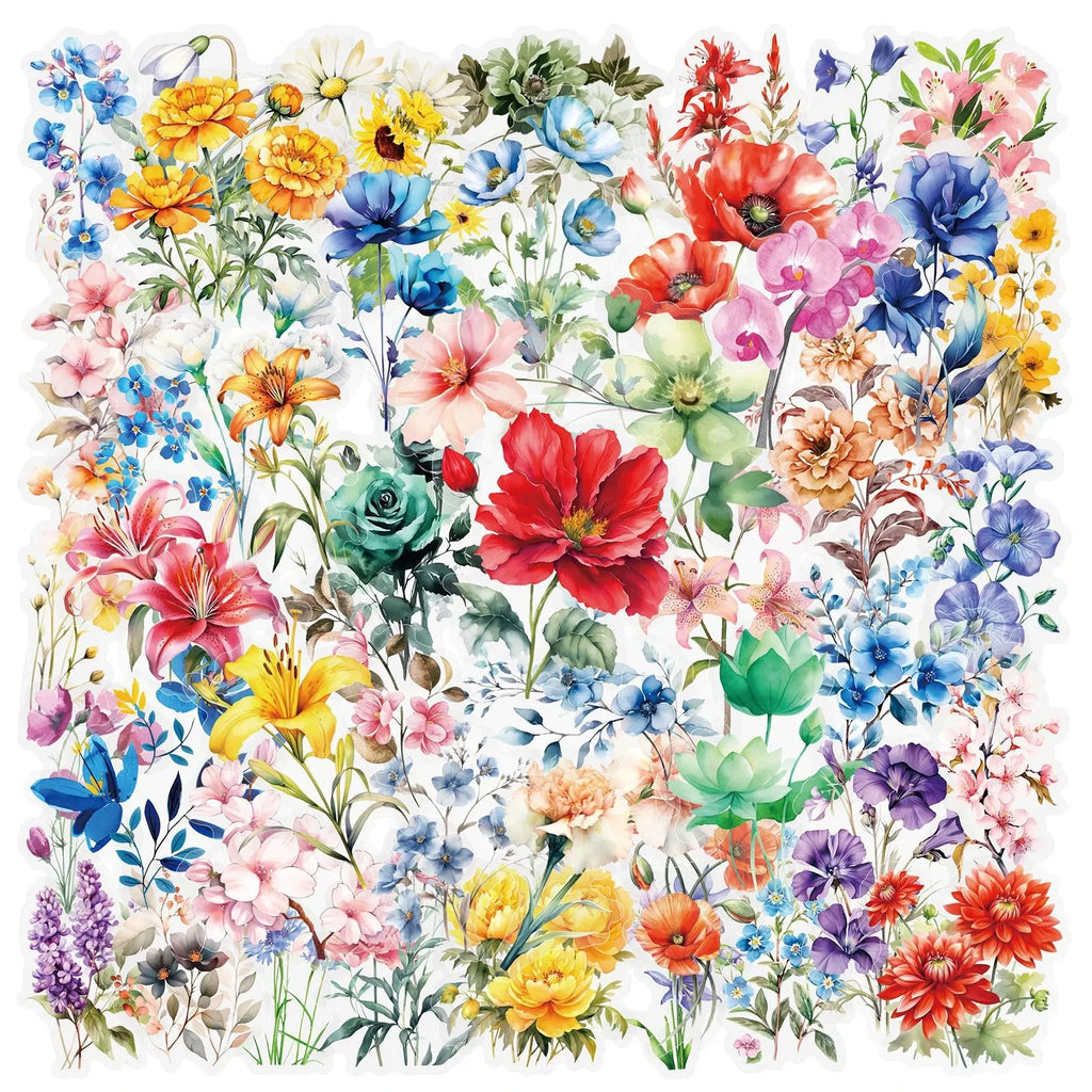200PCS Transparent Plant Flower Leaf Stickers PET Decorative Water Cups Handbooks Phone Stationery Boxes Waterproof Stickers