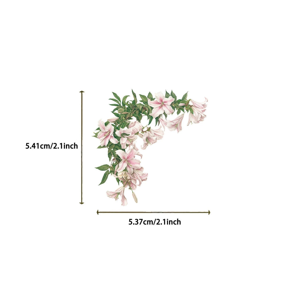 50/100PCS Retro Flower Cartoon Stickers Transparent PET Creative Stickers Waterproof Decor Stationery Water Bottles