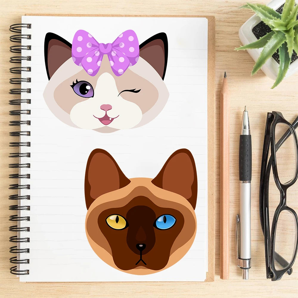 8PCS Cat Collages Stickers Motorcycle Harajuku Aesthetic Stationery Suitcases Notebook Coffee Retro Art Picture Wall Stickers