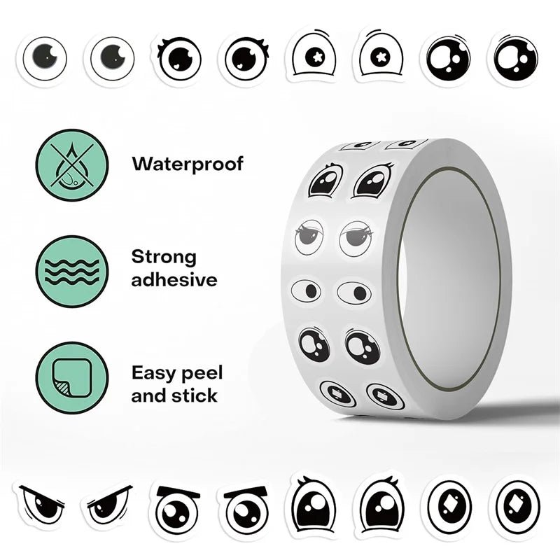 500PCS Kawaii Eye Sticky Paper Sticker Labels Thank You Sticker Sealing DIY Decoration Scrapbooking Stationery Supplies