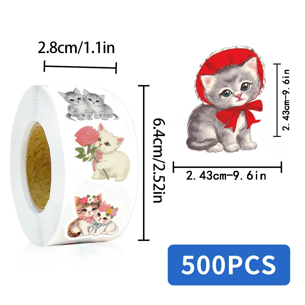 500PCS Vintage Animals Clipart Sticker Aesthetic Loptop Luggage Refrigerator Cartoon Phone Art DIY Graffiti Decals Stickers ﻿