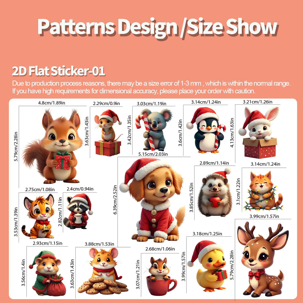 30Pcs/Set Irregular Christmas Lovable Animal Waterproof Stickers Reusable/No Residue DlY Craft Decor Festival Scrapbooking Label