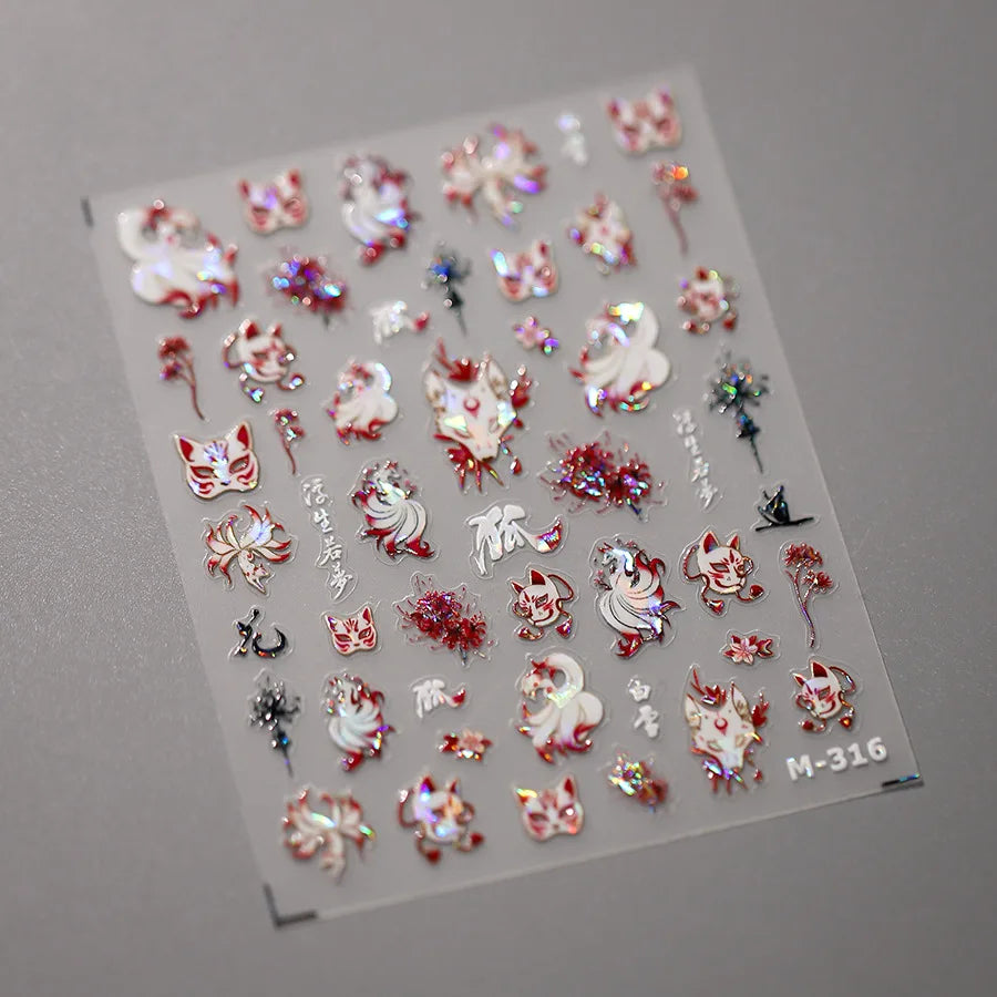 Jelly Halloween Skeleton Stickers Nail Art Cool Evil dark style decorative Nails Sticker DIY Trendy Manicure Ornaments Supplier