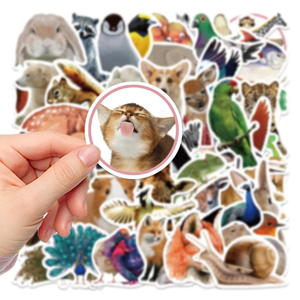 50/100pcs Jungle Zoo Wild Animal Stickers for Kids Boys Girl Baby Shower Wall Decal Notebook Water Bottle Luggage Laptop Phone