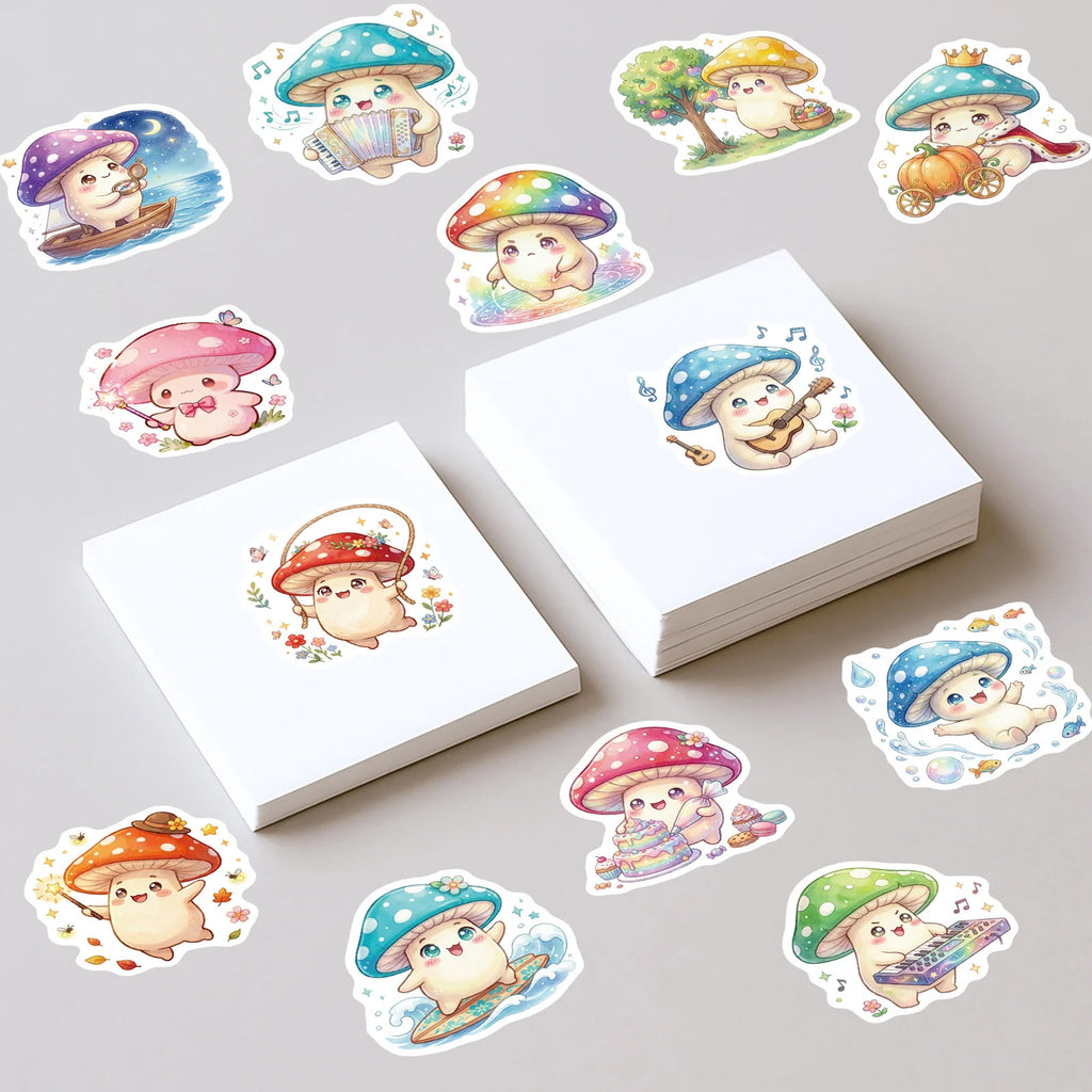 56/112Pcs Colorful Mushroom Creative Cartoon Stickers DIY for Stationery Box Pen Holder Lunch Box Phone Laptop Guitar Waterproof