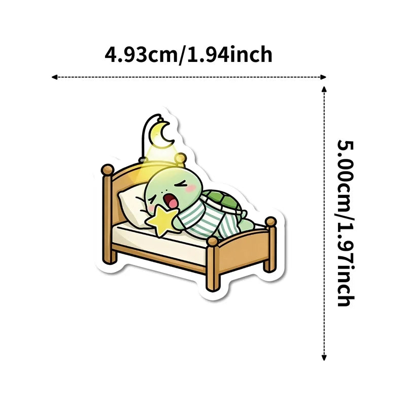 10/30/56PCS Kawaii Little Turtle Colored PVC Sticky Stickers Aesthetic DIY Phone Laptop Luggage Skateboard Graffiti Decals
