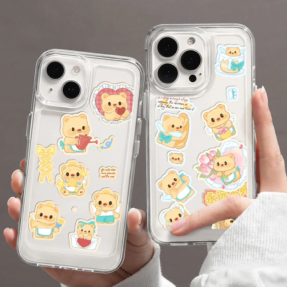 8/16PCS INS Style Butter Bear Puzzle Stickers Waterproof Diary Notebook Stationery School Supplies DIY Decorative Stickers