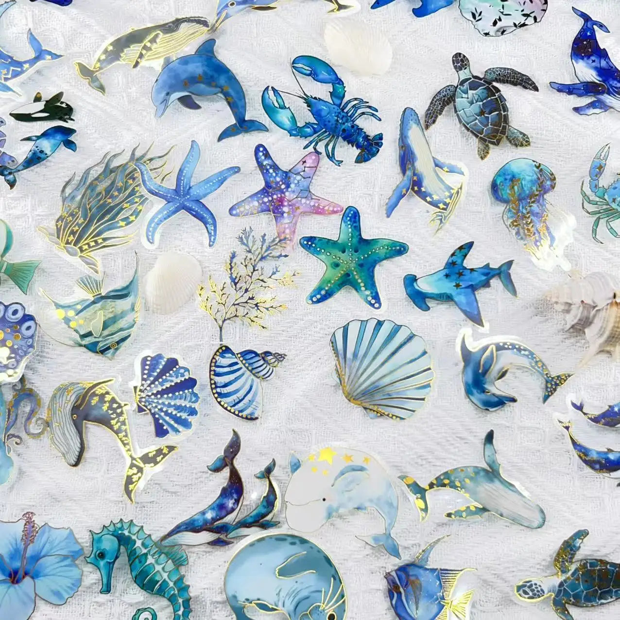 50/100 PCS Cute Cartoon Hot sStamping Underwater Biological Sticker Waterproof Transparent PET Decor Notebook Stationery Sticker