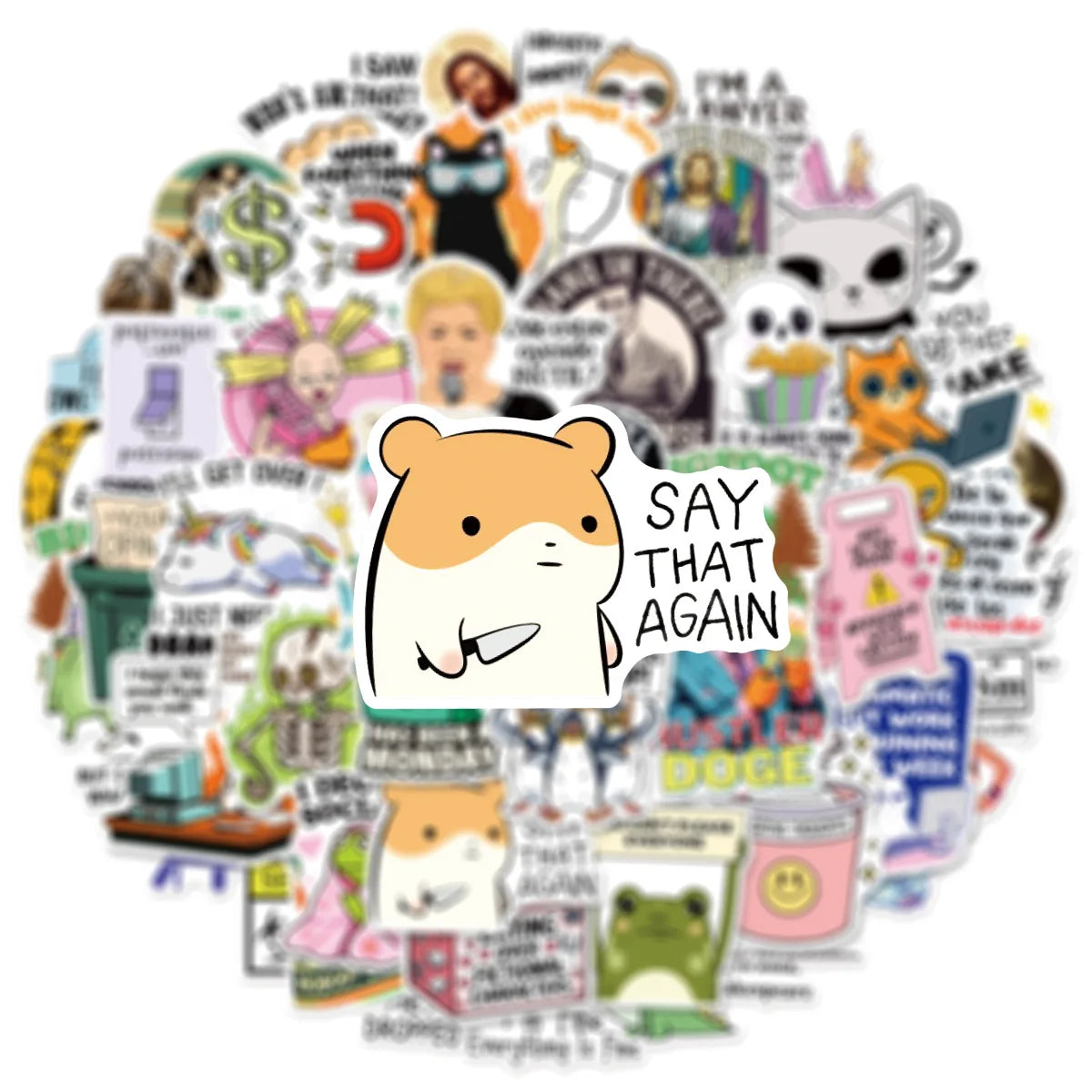50/100Pcs Interesting Satire Graffiti Sticker Stationery Notebook Decals Phone Case Fridge Luggage DIY Decor Waterproof Sticker
