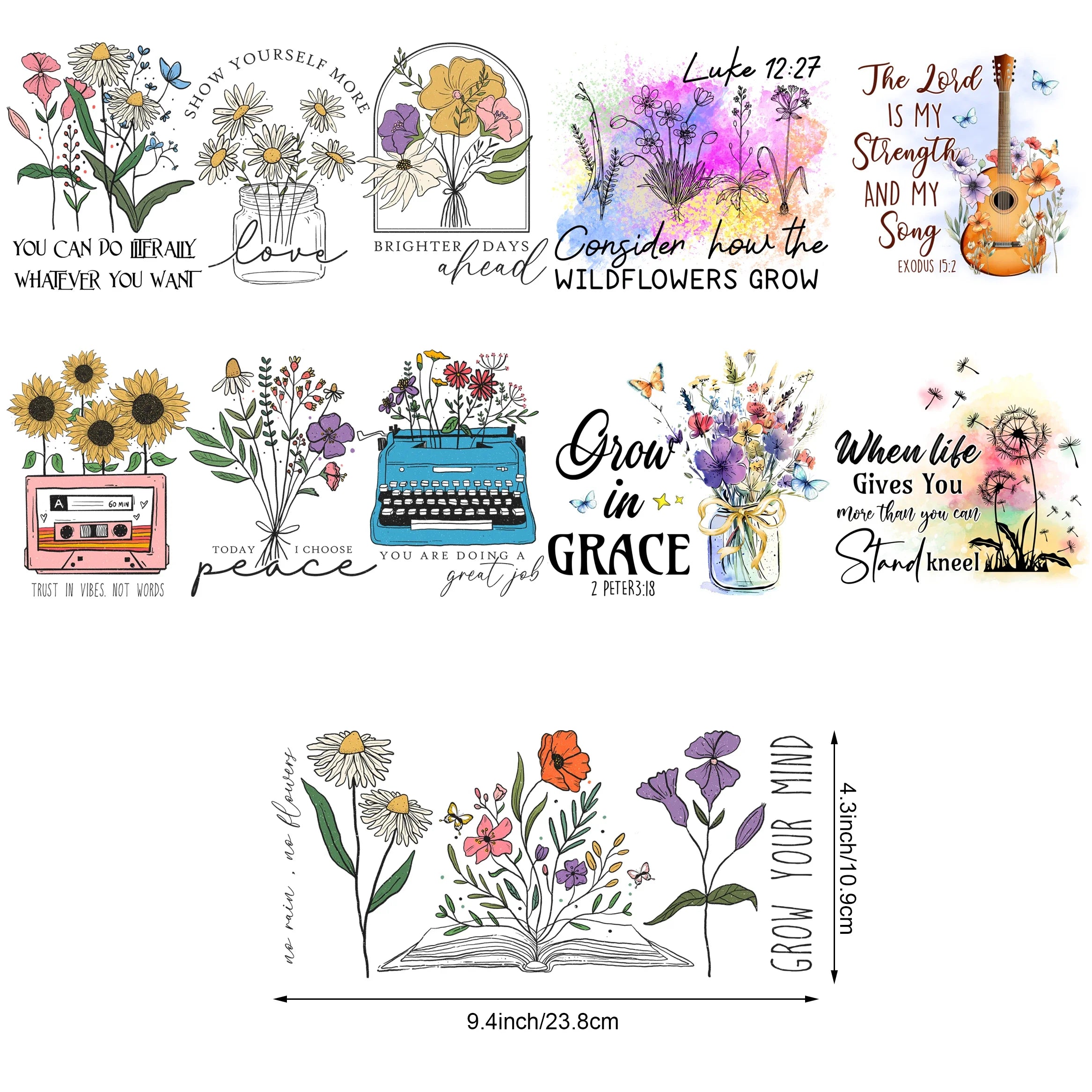 5 sheets of flower,UV grade waterproof scratch-resistant self-adhesive paper,3D crystal tagfor DIY mugs,water bottles,glass cups