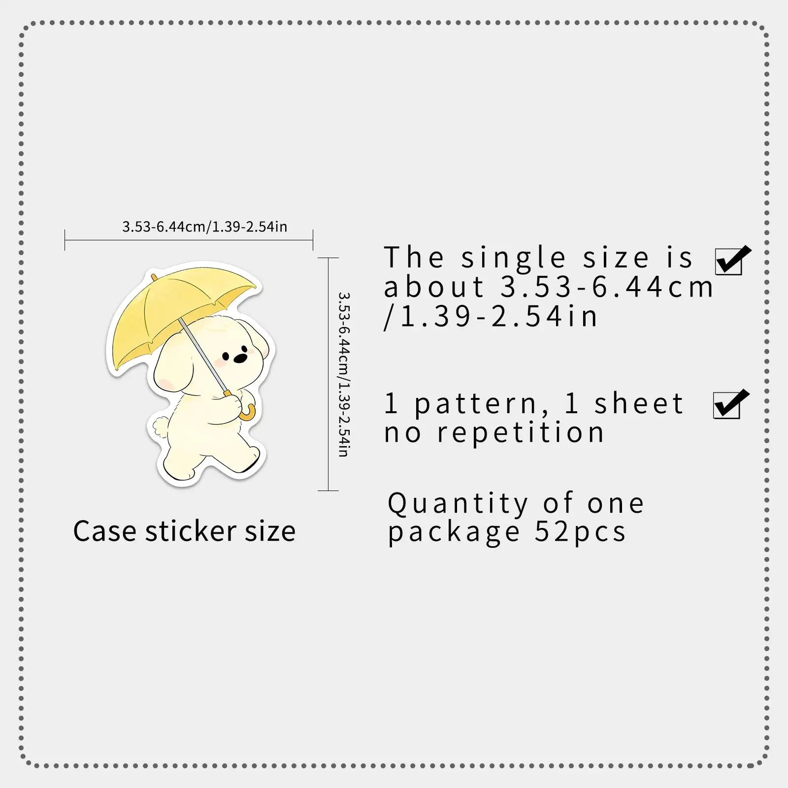 52/104 PCS Spring Dog Stickers Cute Pet Animal Girl Heart Hand drawn Waterproof Decorative Milk Tea Cup Stickers