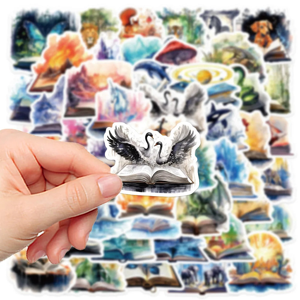 50/100PCS Magic Book Stickers Laptop Luggage Handbooks Graffiti Decoration Waterproof DIY Stationery Stickers