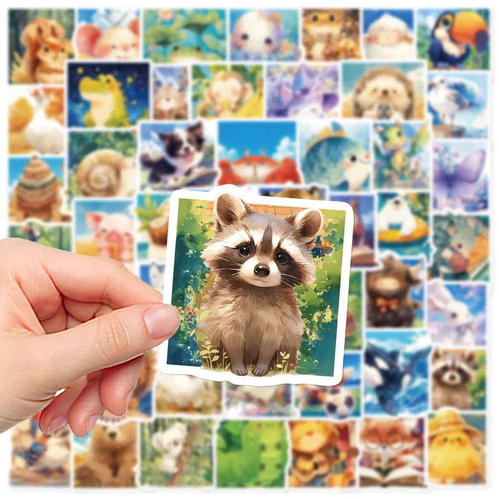 50/100PCS Animal World Stationery Decoration Stickers Laptop Handbooks Mobile Waterproof DIY Stickers