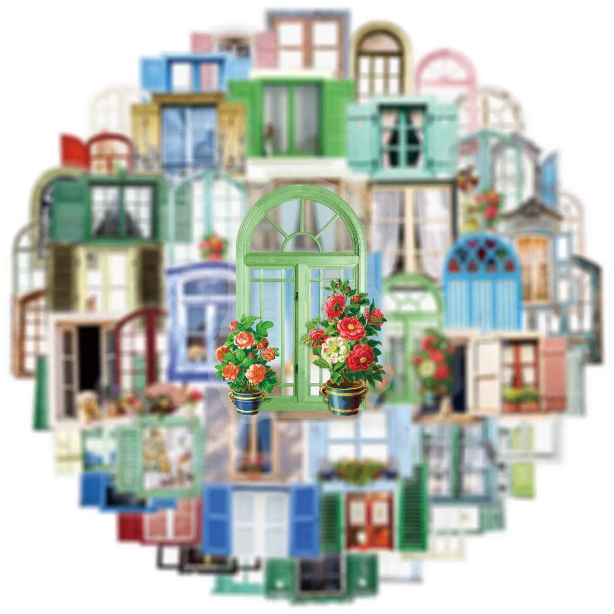50/100PCS Transparent PET Cartoon Window Sticker Material Hollow Diary Notebook Decorative Stationery Sticker