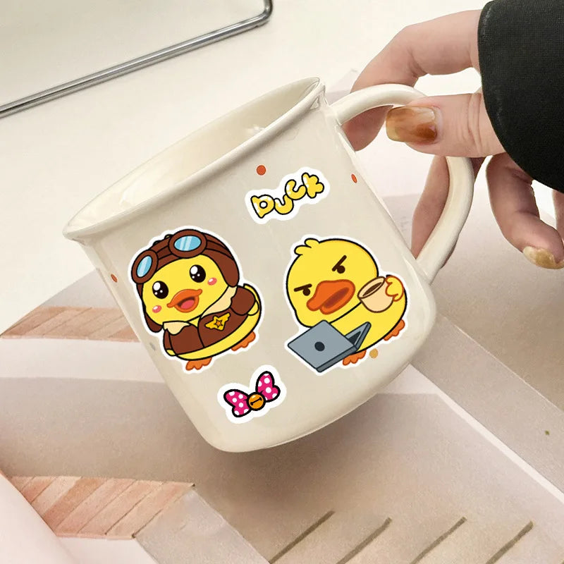8/16/24Pcs Cute Duck Make A Face Puzzle Stickers, Kids DIY Waterproof Decals for Notebook Laptop Guitar Suitcase