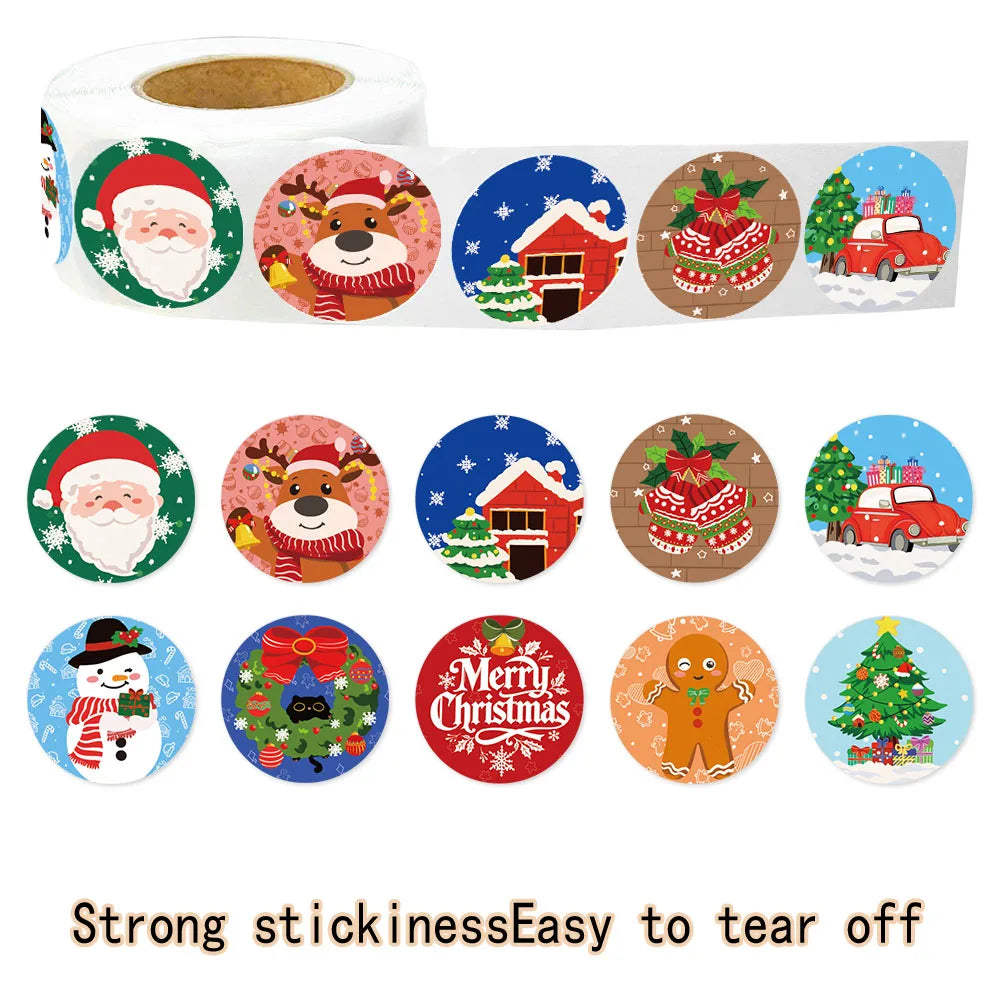 500PCS Cartoon Christmas Decoration Small Pattern Roll DIY Luggage Water Cup Handmade Scrapbook Christmas Gift Stickers