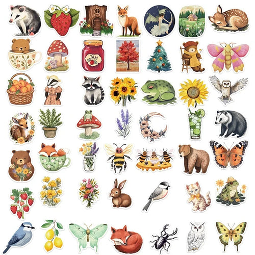 10/30/50PCS Cartoon Forest Color PVC Sticker Aesthetic Children's Decoration Scrapbooking Stationery School Supplies for Kids