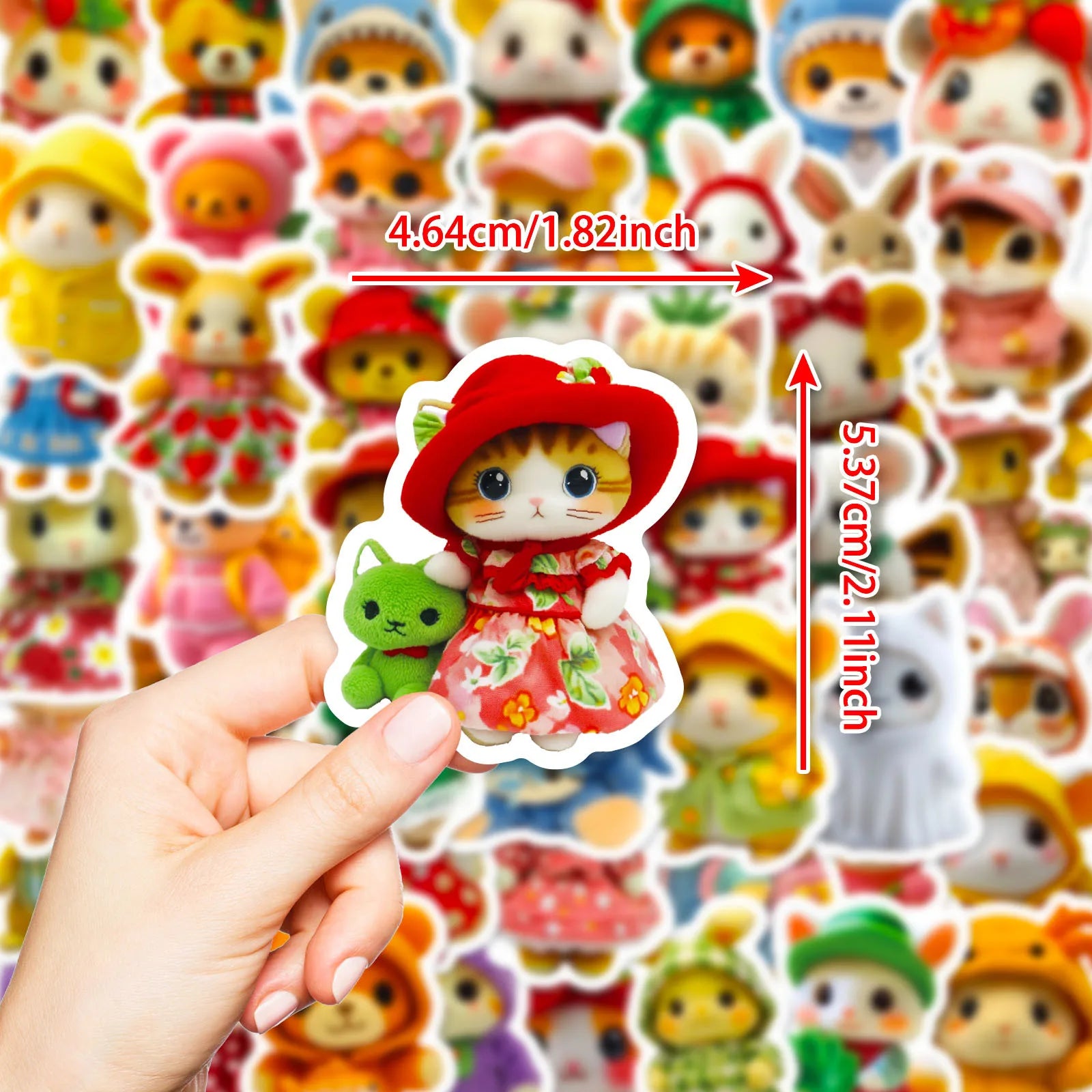 50-Pack Plush Toy Bear Style Cartoon Stickers Waterproof Decorative Decals for Students Mobile Phones Notebooks