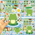 8/16/24Pcs Cartoon Frog Puzzle Large Size Make a Face Stickers for DIY Toys Decoration on Suitcase Fridge Album Notebook Decals