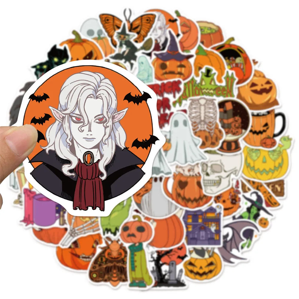 50PCS Halloween Ghost Fun Stickers DIY Computer Scrapbook Refrigerator Phone Case Speaker Guitar Toy Stickers