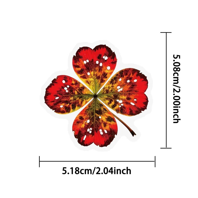 56PCS Red Leaf PET Sticky Sticker Aesthetic Tear Open DIY Decoration Scrapbooking School Stationery Supplies for Kids
