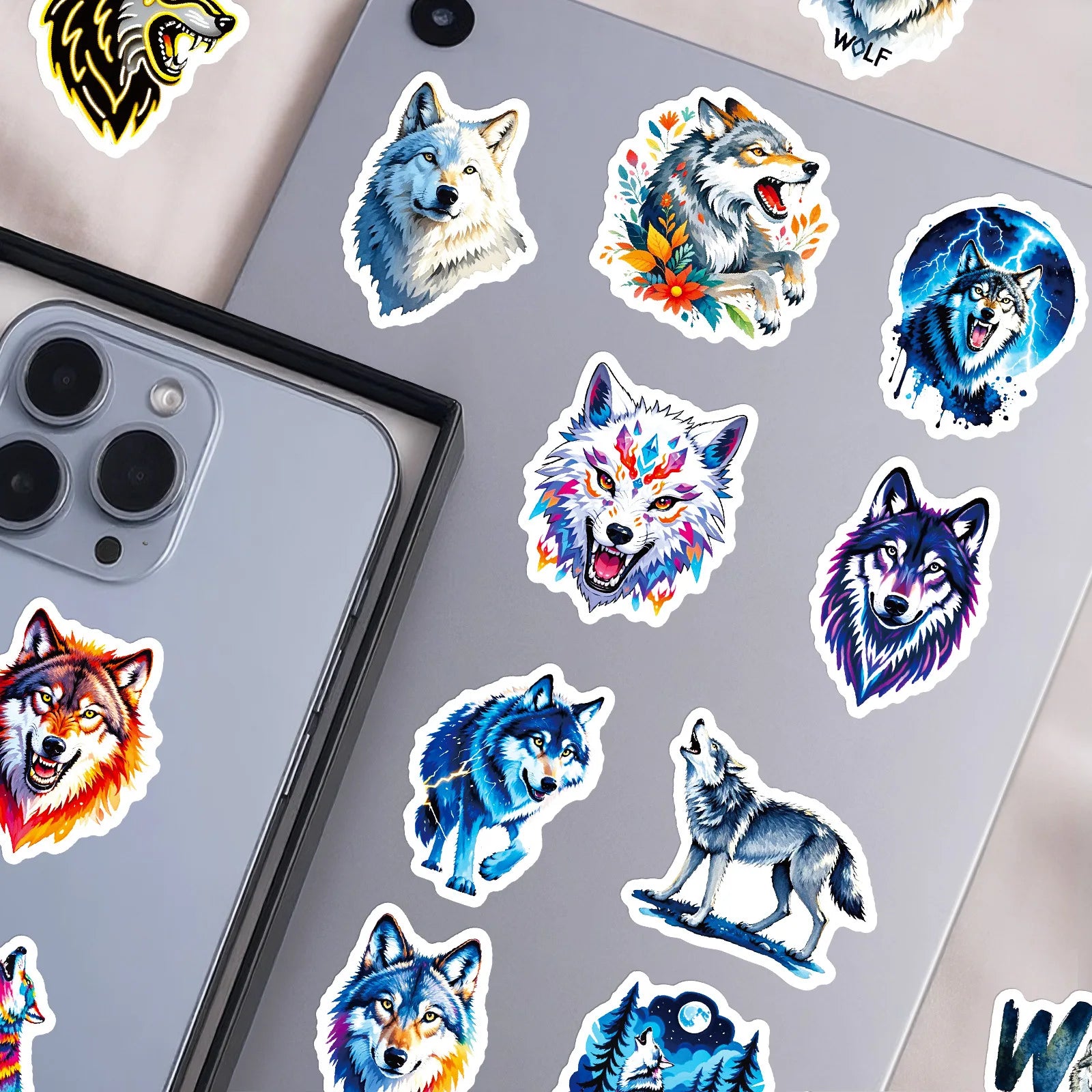 56/112 Pcs Cool Vivid Coyote Doodle Stickers Strong Adhesive for Stationery Box Pen Holder Phone Laptop Skateboard Surfboard