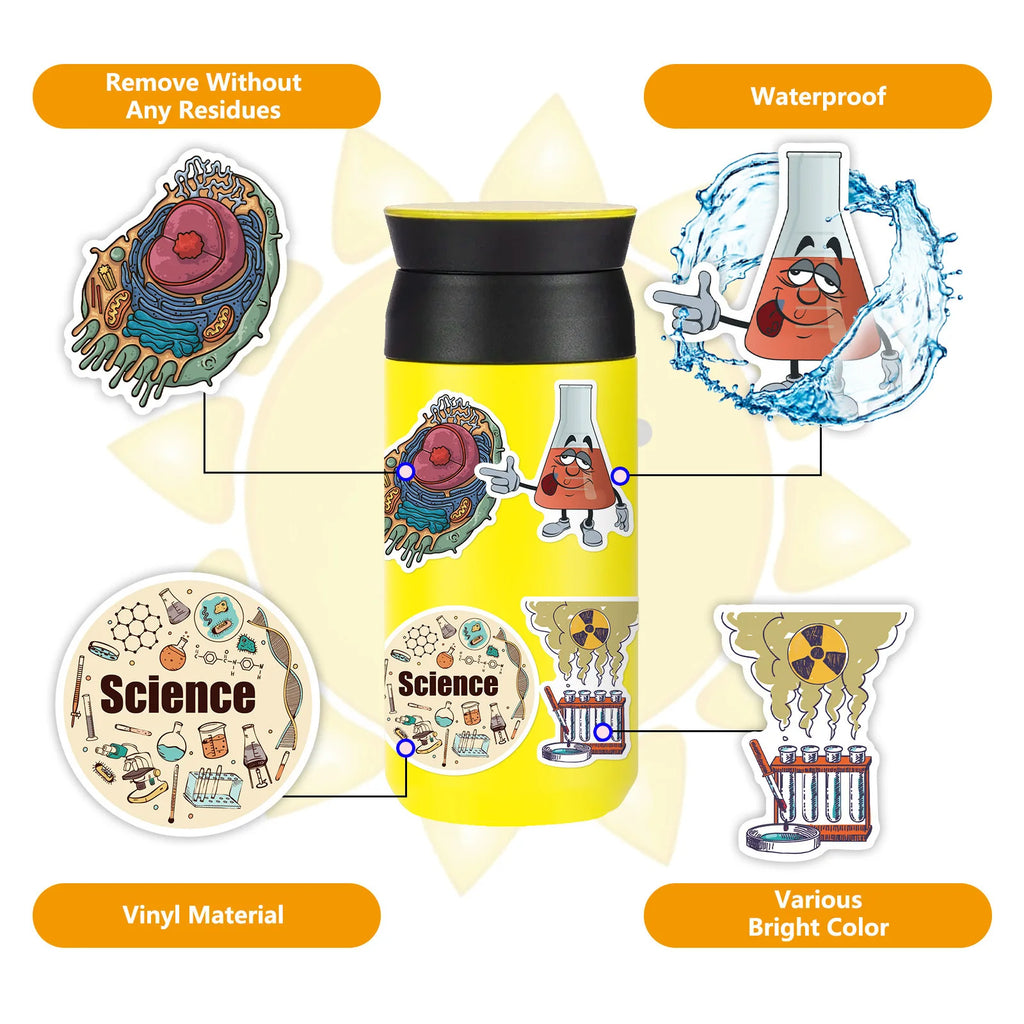 50/100PCS Chemical Equipment Laboratory Science Cartoon Laboratory Supplies Stickers Computer Notebook Stationery Stickers