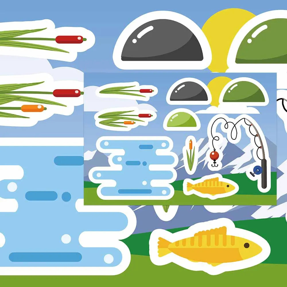 8-Pack Outdoor Camping Themed Cartoon Puzzles Stickers for Phones Laptops Suitcases Stationery Decoration Waterproof Stickers