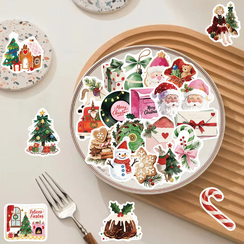 50PCS Christmas Aesthetics Stickers Notebook Laptop Coffee Phone Motorcycle Cup Supplies PVC Notebook Scrapbooking Sticker