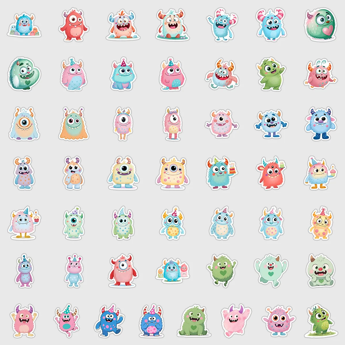 50/100PCS Cute Big Eyes Animal Graffiti Stickers Water Cup Phone Waterproof Stickers Cartoon Big Eyes Animal Stationery Stickers