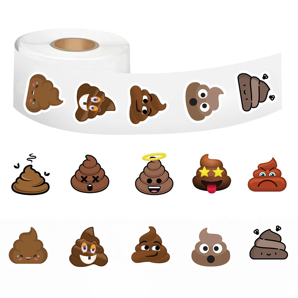 500PCS Cute Fun Poop Roll Stickers Phone Aesthetics Graffiti Wall Laptop Luggage DIY Graffiti Graffiti Waterproof Wall Sticker ﻿