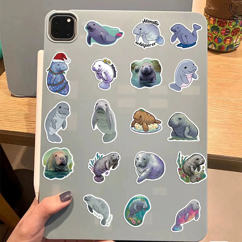 50/100PCS Cartoon Manatee Graffiti Stickers Guitar Notebook Luggage DIY Waterproof Reward Stationery Decoration Stickers