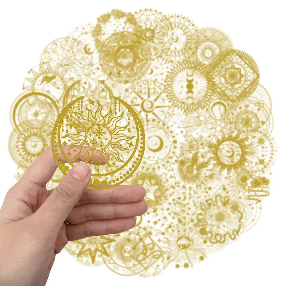 50PCS Magic Moon&Sun Decorative Stickers, Computer Scrapbook, Refrigerator, Phone Case, Toy, Hot Stamping Stickers