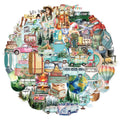 50PCS Simple Outdoor Travel Series Landscape PET Stickers DIY Phone Case Laptop Tablet Toy Stickers