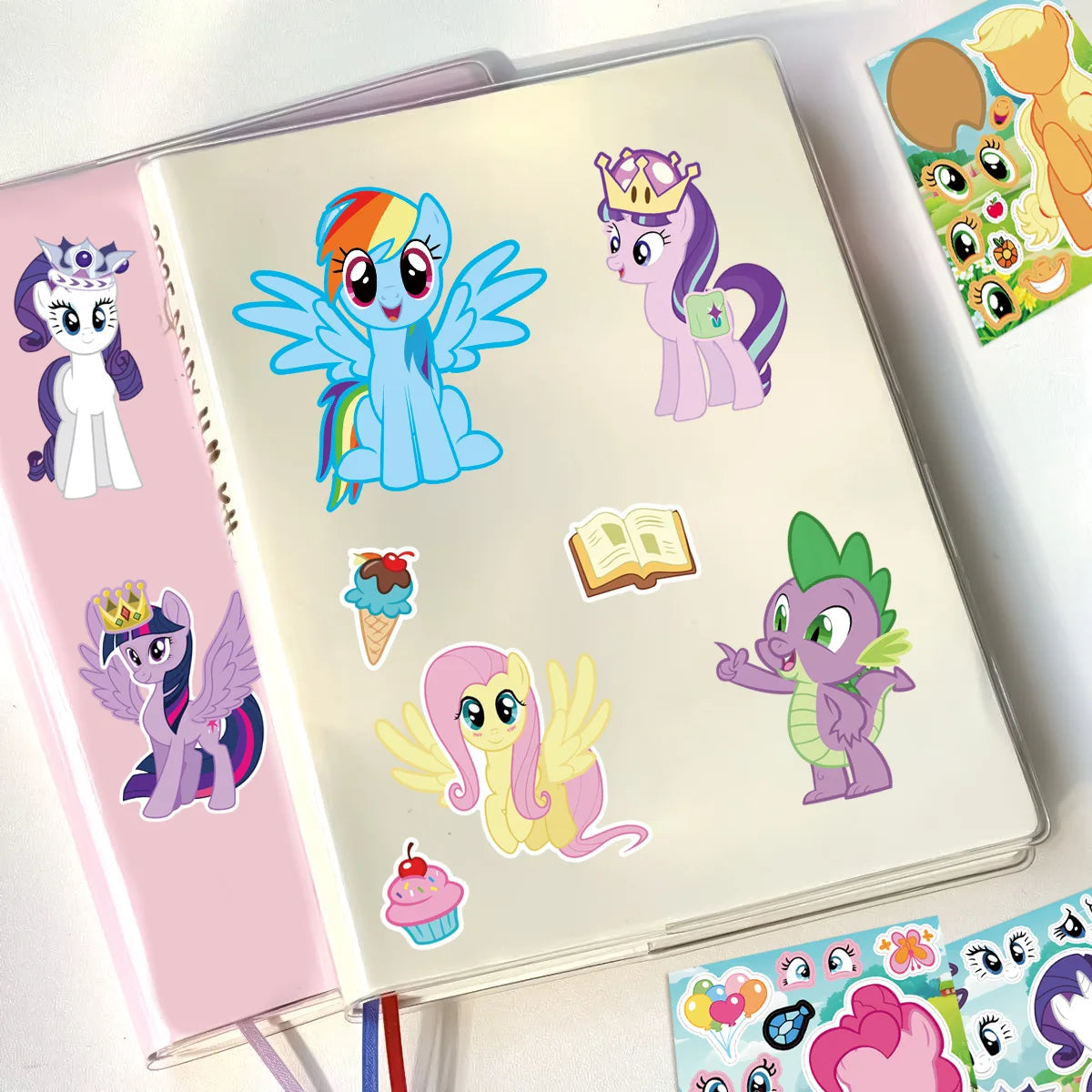 24pieces/pack Rainbow Horse Face Changing Stickers Personalized Cartoon Make a Face Creative DIY Puzzle Stationery Stickers