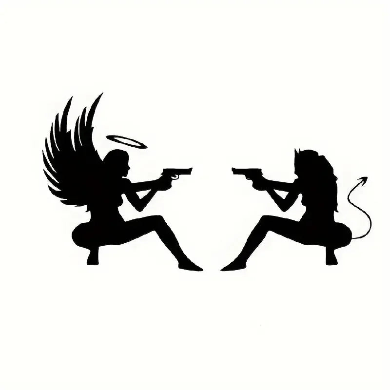 Car Stickers Devil Angel Car Stickers And Pistol Vinyl Stickers For Car