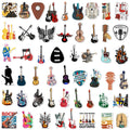 50/100 Pcs Reusable Trendy Guitar Instrument Doodle Stickers for DIY Notebook Scooter Guitar Piano Helmet Car Suitcase Decals