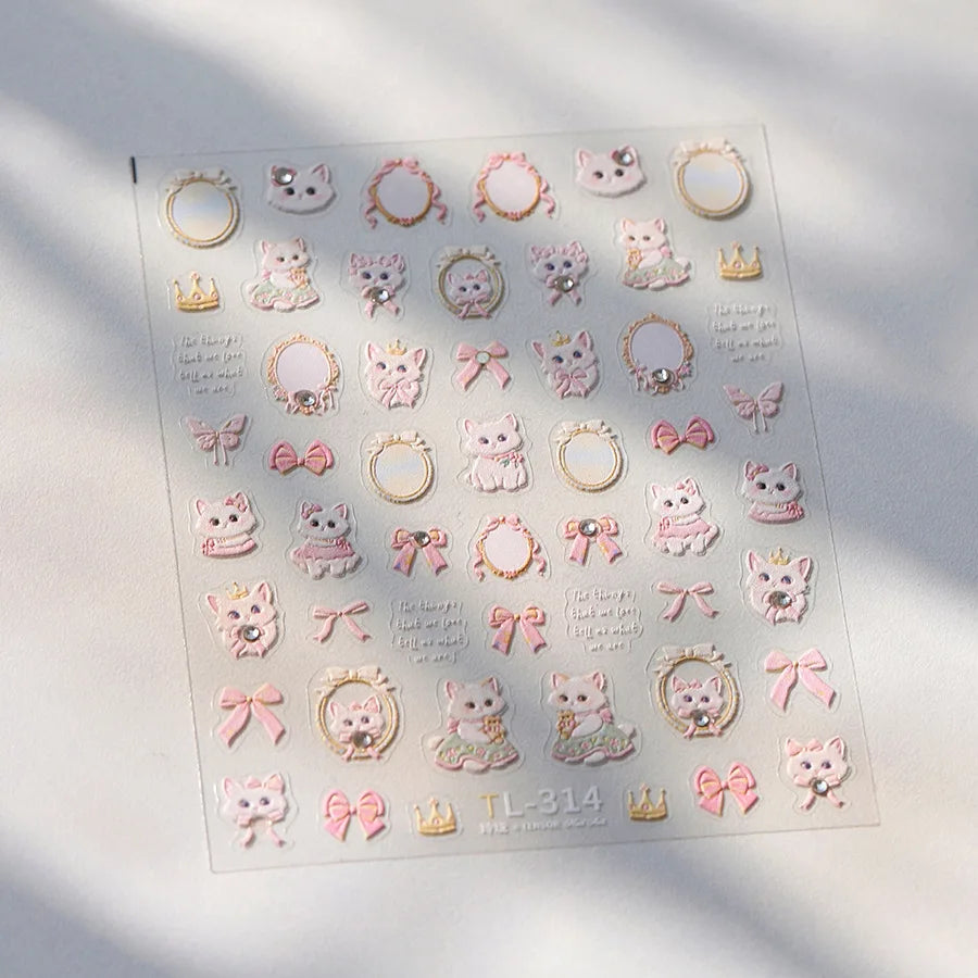 Halloween Nails Sticker 5D Embossed Cartoon Nail Art Stickers Retro Rabbit Self Adhesive Stickers For Nails DIY Manicure Decals