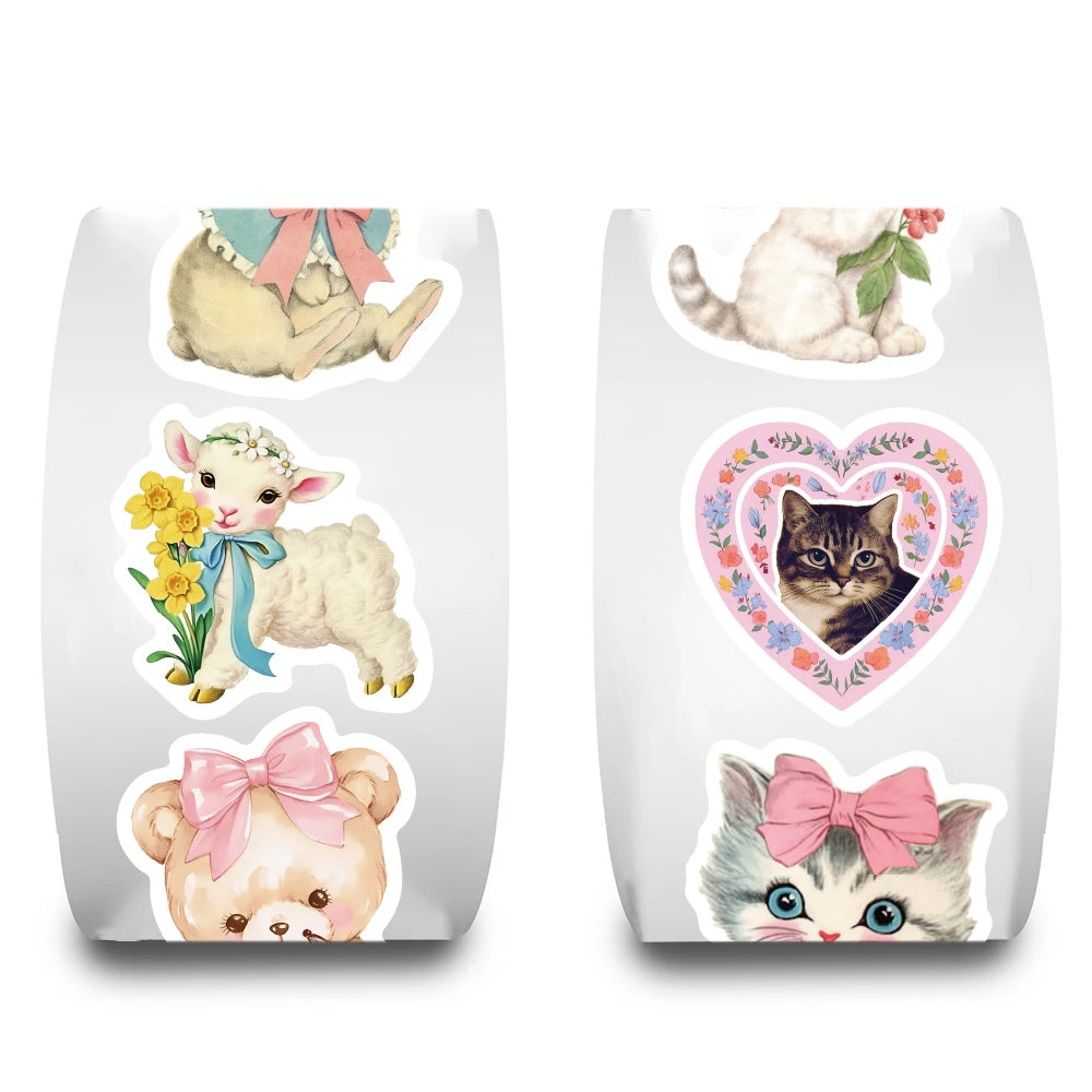 500PCS Vintage Animals Clipart Sticker Aesthetic Loptop Luggage Refrigerator Cartoon Phone Art DIY Graffiti Decals Stickers ﻿