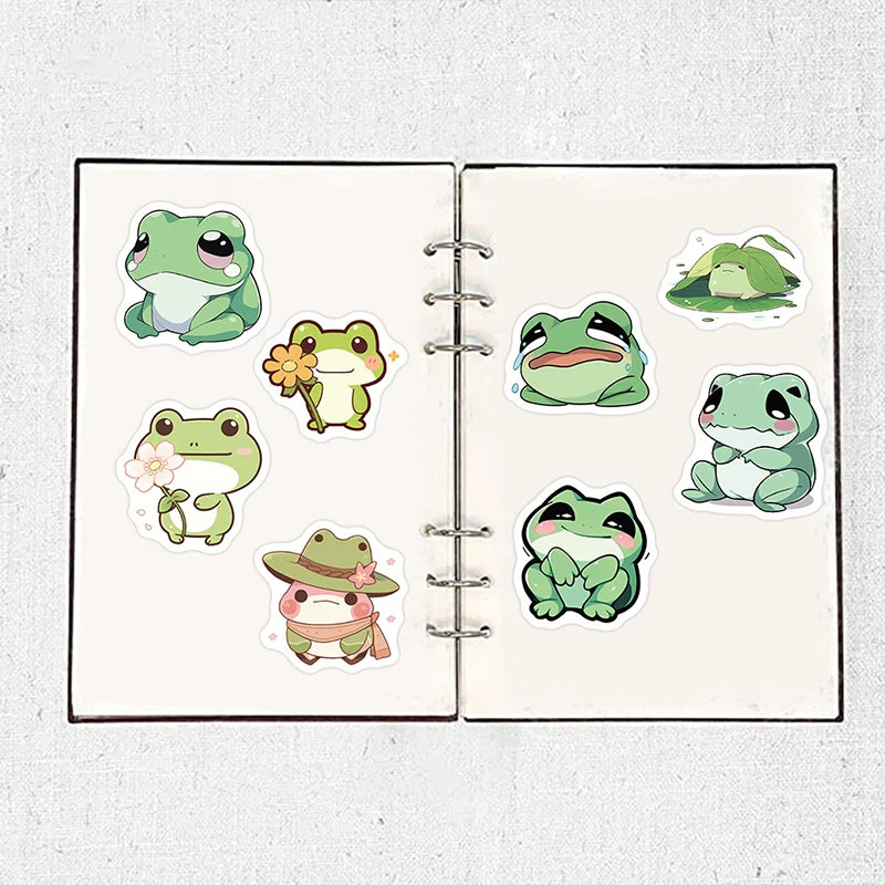 10/30/100PCS Cute Little Frog PVC Sticker Aesthetic Stationery School Supplies DIY Decoration Korean Scrapbooking for Kids