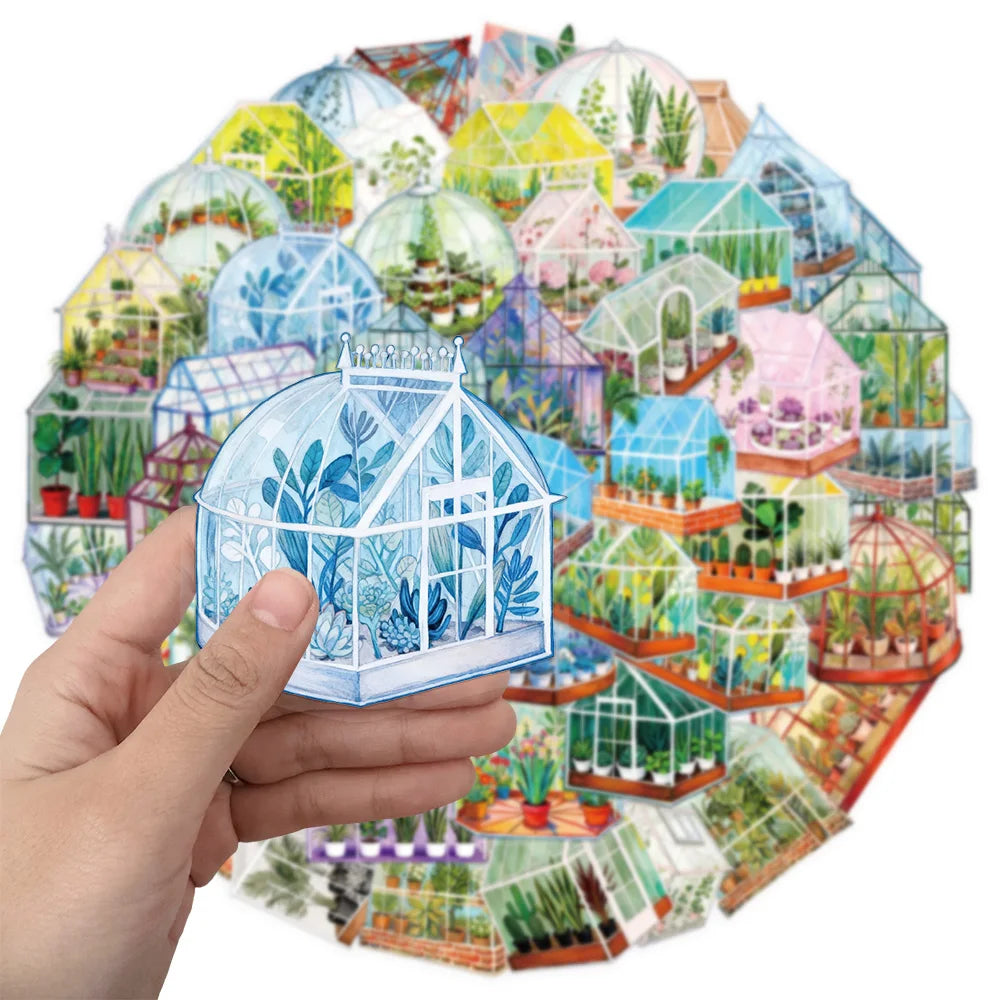 50PCS Creative Greenhouse Flower Decoration Stickers DIY Graffiti Skateboard Phone Case Tablet Electronic Stickers