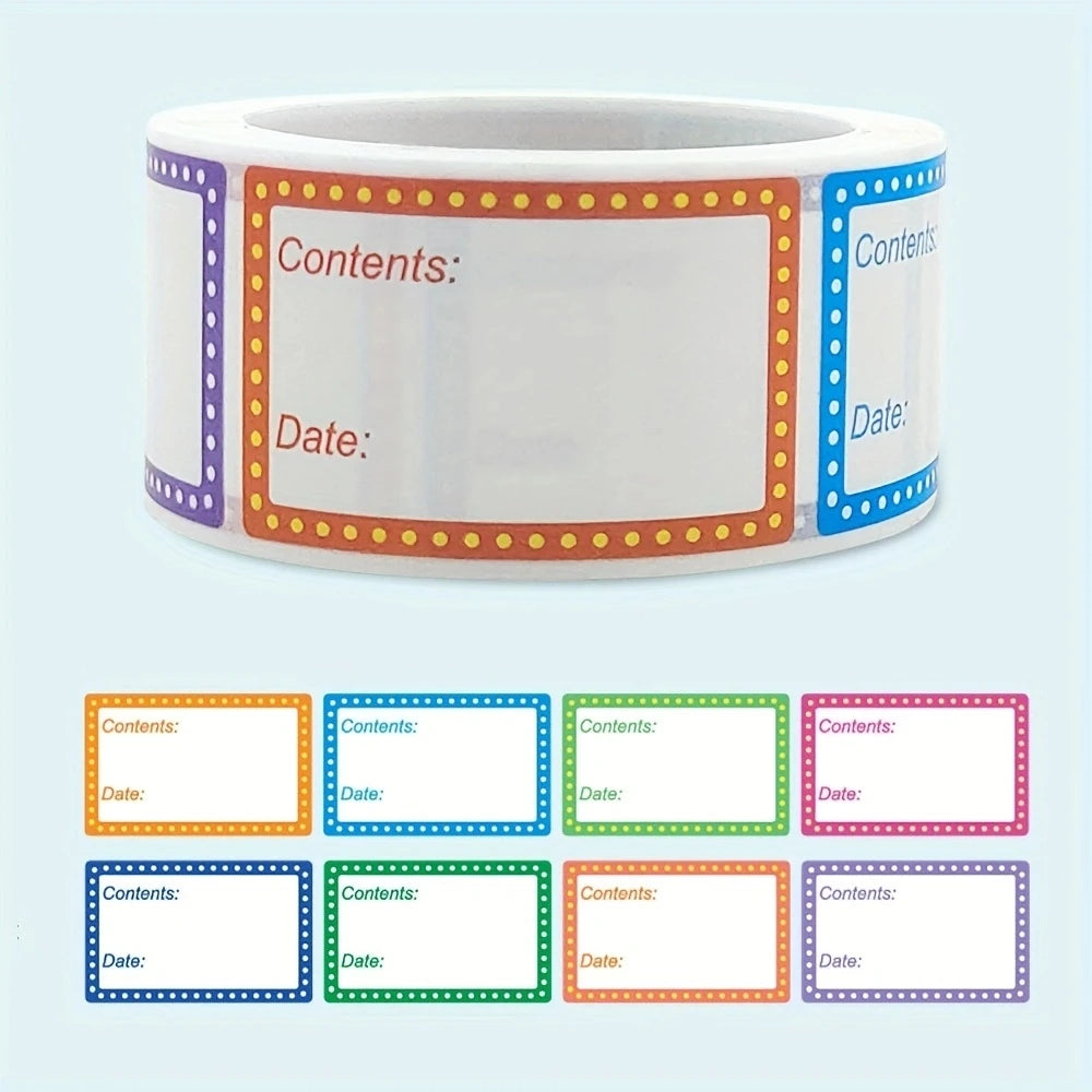 200Pcs/Roll Fridge&Freezer Safe Date/Content Food Catalog Sticker 1.0*1.57inch Kitchen Refrigerator Reminder Food Storage Labels